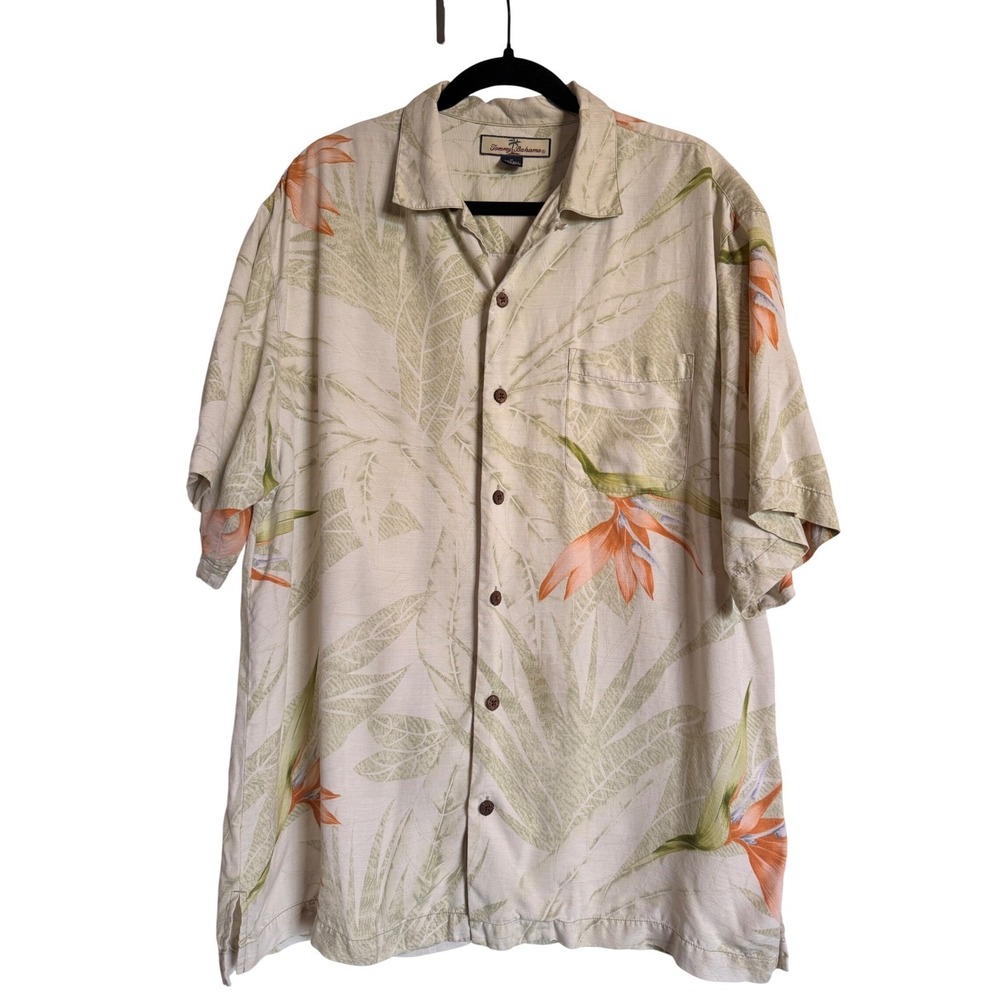 Vacation Resort Tommy Bahama Silk Camp Shirt Bird of‎ Paradise Tropical Size M